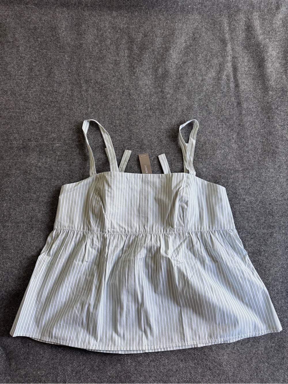 J. Crew White and Light Blue Striped Tank Top